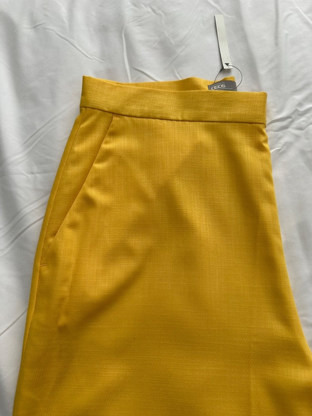 ASOS Mustard Yellow Wide Leg Dress Pants | High Waist | Size 12 | NWT - Picture 7 of 8